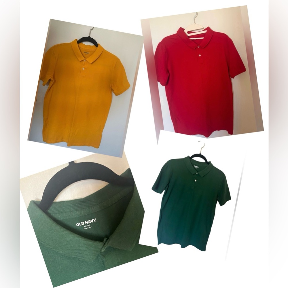 Old Navy Polos — Yellow, Red, Forest Green